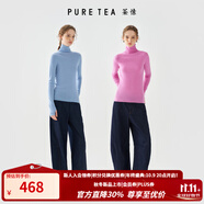 茶·愫【明星同款】puretea茶愫高領(lǐng)針織衫女堆堆袖打底毛衣秋季新款 粉紅（高領(lǐng)） M