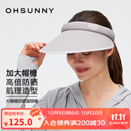 OhSunny防曬帽女春夏大檐防紫外線防曬發(fā)箍蛋糕帽空頂太陽帽子 冷煙灰 均碼