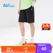 361°兒童短褲夏季男女童3-12歲透氣運動褲梭織五分褲 黑 150