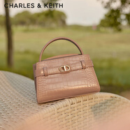 CHARLES&KEITH鱷魚紋凱莉包手提斜挎婚包包女包生日禮物CK2-50270880-1 BLUSH淺紅色 S