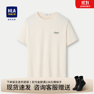 海瀾之家（HLA）短袖t恤男裝24夏季新款感溫智控印繡工藝舒適柔軟上衣服男士T恤衫 HNTBJ2W001A米杏01 XL 180建議76-82kg