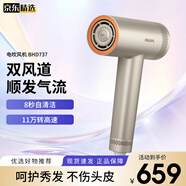 飛利浦（PHILIPS）電吹風(fēng)機家用大風(fēng)力護發(fā)吹風(fēng)機大功率速干吹風(fēng)筒 負離子護發(fā)BHD737香檳金