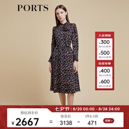 PORTS寶姿商場(chǎng)同款春季新品女裝碎花中長(zhǎng)針織連衣裙LD8D010PPT085 黑色印花 M (6)
