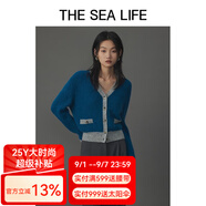 THE SEA LIFE針織衫女歐海一生 法式小香風(fēng)針織衫女裝馬海毛暖和開衫B2135 陶器藍(lán) M