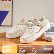 361°運動女鞋秋季開學(xué)復(fù)古厚底增高小白休閑板鞋子女682116601F-9