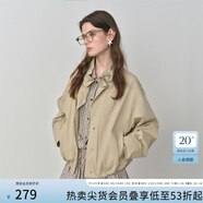 范思藍恩花苞領(lǐng)抽繩復(fù)古短外套女秋季2025新款巴恩風(fēng)工裝夾克3158 卡其色 S