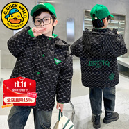 G.DUCKKIDS童裝兒童羽絨服男童中長(cháng)款2023新款洋氣兒童冬季外套中大童冬裝 黑色羽絨服 170 建議身高160-170cm14-15歲
