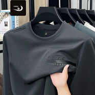 浪古 LAWKUL圓領(lǐng)衛衣男士春秋季休閑寬松青年套頭長(cháng)袖t恤打底衫 灰色 M