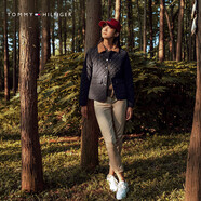 Tommy Hilfiger【輕彈感】25女裝四季款條紋腰帶彈力直筒修身九分褲休閑褲