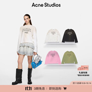 ACNE STUDIOS 男女同款 做舊1996印花寬松落肩長(cháng)袖T恤上衣CL0197 灰白色 （建議女士選擇小一碼） L -女 / M-男
