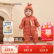 巴拉巴拉童裝嬰兒連體羽絨服輕薄羽絨服寶寶衣服2025冬裝抱衣爬服男童女童 紅色糖葫蘆-白鴨絨 80 cm-充絨量41g