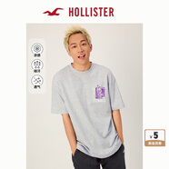 HOLLISTER【涼感印花T】25夏新款情侶寬松T恤男裝女裝KI323-5008 麻灰色 L (180/108A)