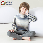 英博倫秋冬兒童內(nèi)衣男純棉男童秋衣秋褲套裝中大童長袖全棉睡衣男 81565綠條 110
