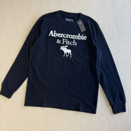 AF美國af長袖T恤衫美式經(jīng)典小鹿刺繡圓領(lǐng)全棉加厚春秋季正肩打底衫 藏青色 M 68-73kg