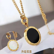 歐美時(shí)尚黑白雙面長(cháng)款鈦鋼毛衣煉輕奢小眾貝母圓牌項煉女秋冬配飾 金色 黑白雙面毛衣煉 X207