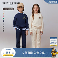 Teenie Weenie Kids小熊童裝24秋季款男女童寶基礎(chǔ)刺繡套頭衛(wèi)衣 象牙白 110 cm