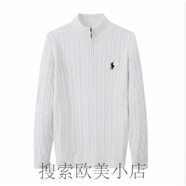 拉夫勞倫（Ralph lauren）立領(lǐng)毛衣秋冬款麻花拉鏈針織衫套頭大碼麻花毛線衣純棉上衣 白色 S