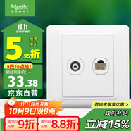 施耐德電氣 開(kāi)關(guān)插座面板 電視+五類(lèi)電腦網(wǎng)絡(luò )網(wǎng)線(xiàn)信息面板 睿意系列 白色