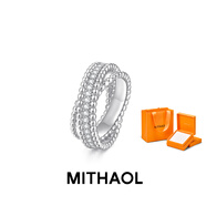 MITHAOL【趙麗穎同款】滿(mǎn)鉆珠珠交叉排鉆戒指女輕奢小眾高級感麻花邊指環(huán) 白金滿(mǎn)鉆交叉戒指專(zhuān)柜禮盒裝 M（美碼7號，港碼15#-16#）