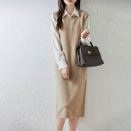 浙江桐鄉濮院羊毛衫女100國產(chǎn)羊毛圓領(lǐng)針織連衣無(wú)袖過(guò)膝款馬甲裙 本紫色 S