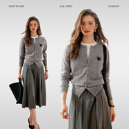 Olrain歐芮兒法式針織開(kāi)衫女裝秋章仔氣質(zhì)上衣 灰色（第二批次） S