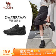 駱駝（CAMEL）逐雨厚底慢跑步鞋子全地形防潑女鞋 K23C02L6044 幻影黑 36