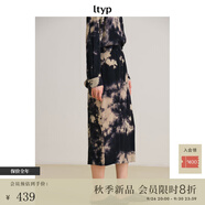 旅途原品ltyp 墨上花開(kāi)真絲手工拔染半裙 時(shí)尚優(yōu)雅八分/拖地裙女 八分-藍杏色-潑墨扎染 M