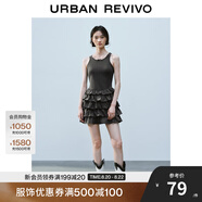 UR2025夏季新款女裝休閑疊層荷葉邊無(wú)袖連衣裙UYY750084 深灰 XL