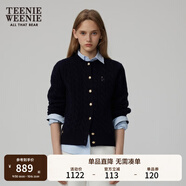 Teenie Weenie【趙露思同款】小熊女裝復古寬松綿羊毛絞花針織開衫 B-藏青色 S (160)