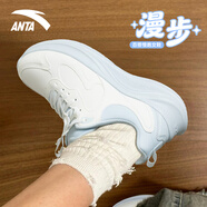 安踏（ANTA）女鞋運動(dòng)鞋新款春季網(wǎng)面透氣初中學(xué)生休閑老爹鞋青少年中考跑步鞋 象牙白/淺霧灰【革面防潑水】 37.5 【官方正品-假一賠十】