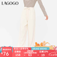 lagogo【云朵褲】簡(jiǎn)約高腰休閑褲女拉谷谷2024年秋季新款慵懶長(zhǎng)褲 米白色(V2) L 165/40
