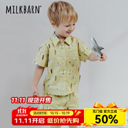 Milkbarn兒童套裝男女寶寶童裝夏季純棉襯衫短褲兩件套 盛夏沖浪 120 cm