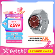 三星 Samsung Watch6 Classic 藍(lán)牙智能手表/運(yùn)動手表/電話手表 43mm 星系銀 男女表