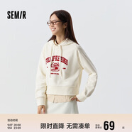 森馬[陳都靈同款]衛(wèi)衣女短款福龍印花紅色短外套101124116005