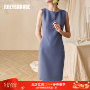 ROEYSHOUSE羅衣職場女裝無袖連衣裙夏新款簡約知性修身顯瘦裙子01790 霧藍色 S