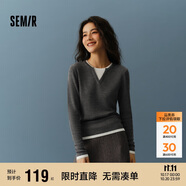 森馬（Semir）森馬毛衣女短款假兩件含羊毛針織衫24冬新款保暖內(nèi)搭109724107015