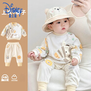 迪士尼嬰兒秋裝男寶寶兩件式套裝萌嬰幼兒衣服兩件套一歲兒童衛(wèi)衣春秋季 舒絨斑馬套裝 90 cm