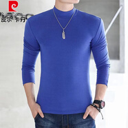 皮爾卡丹（pierre cardin）男純棉半高領(lǐng)長袖打底衫t恤青中年秋衣內(nèi)衣修身體恤男士上衣秋冬 長 袖半高 領(lǐng) 彩藍 3XL 【145-160斤】