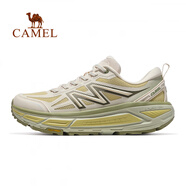 駱駝（CAMEL）碳zero風速2運動鞋2025新款戶外徒步男休閑跑步慢跑鞋 X15B097023，淺米白橄欖綠，男款 38