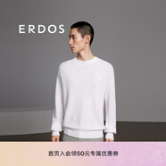 ERDOS 春夏精紡圓領(lǐng)翻花簡約套衫寬松時(shí)尚休閑百搭純色男針織衫 無染白 XL 180/100A