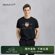 GANT/甘特【100%棉】男女情侶款學(xué)院風(fēng)美式休閑圓領(lǐng)短袖重磅T恤 5黑色 L