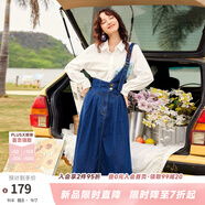 兩三事復(fù)古牛仔背帶裙女2025春季新款冬季新款牛仔裙半身裙裙子一人相伴 牛仔藍（小個子） M