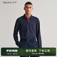 GANT/甘特春季新款polo衫上衣簡(jiǎn)約純色時(shí)尚休閑撞色翻領(lǐng)長(zhǎng)袖T恤男 005-黑色 M
