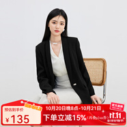秋水伊人通勤小西裝女春新款修身一?？郯俅钪鄙硇奚砦鞣@瘦外套女 黑色 S