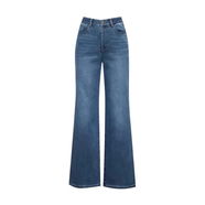 阿瑪施（AMASS）女裝女款高腰加絨褲丹寧風(fēng)顯瘦百搭水洗直筒牛仔褲女5100388 深藍色 XL 5碼