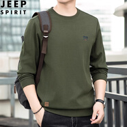 吉普（JEEP）衛衣男2025年秋冬季新款圓領(lǐng)休閑棉質(zhì)大碼寬松套頭長(cháng)袖T恤男裝潮 軍綠色 M 建議105-125斤