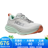 HOKA ONE ONE 女款 Bondi 8邦代8輕便緩震慢跑鞋運動鞋 1127952女款SQB-星塵灰/藍綠色 38.5 (US7 38 2/3)