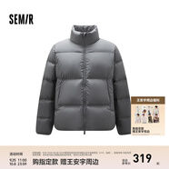 森馬[輕松羽絨系列]三防羽絨服男冬季情侶純色外套上衣 [25升級(jí)款]鐵灰（灰鴨絨） L