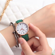 世紀約定 韓版英倫超酷手表男女個(gè)性潮流初中學(xué)生青少年情侶休閑黑白盤(pán) PU純白刻度綠色 手表:單手表