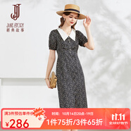 經(jīng)典故事（JANE STORY）黑色碎花連衣裙女夏季2025新款高端精致氣質(zhì)歐式田園風(fēng)緞面裙子 R23黑底杏花 S
